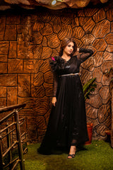 Pre-Order Indo-Western Black Sequin Net & Silk Gown