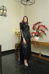 Pre-Order Indo-Western Black Sequin Net & Silk Gown