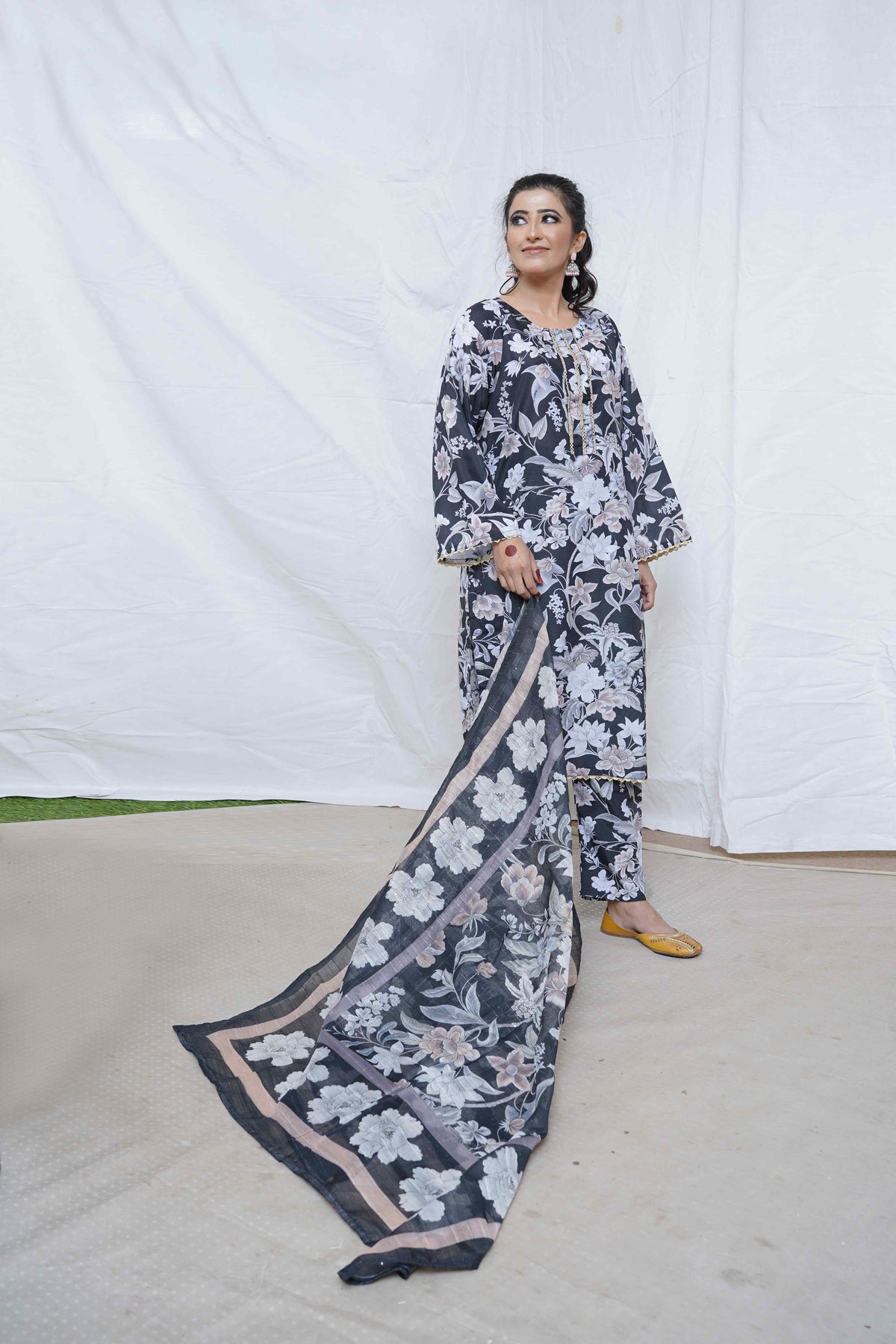 3pcs Summer Cotton printed dupatta & trouser
