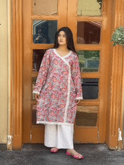 Chikankari Angrakha-Style Kurti with Trouser