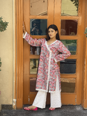 Chikankari Angrakha-Style Kurti with Trouser